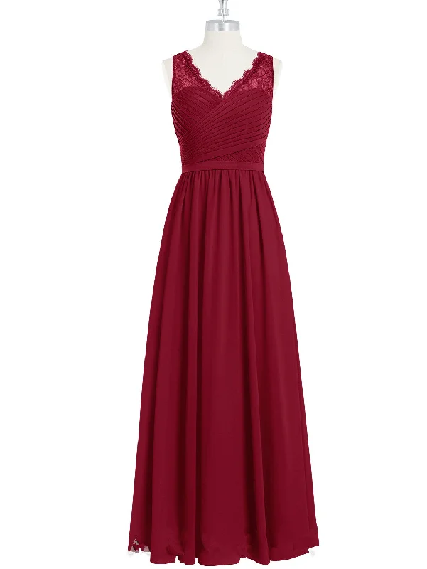 textured dressBurgundy Long Chiffon Bridesmaid Dress Party Dress