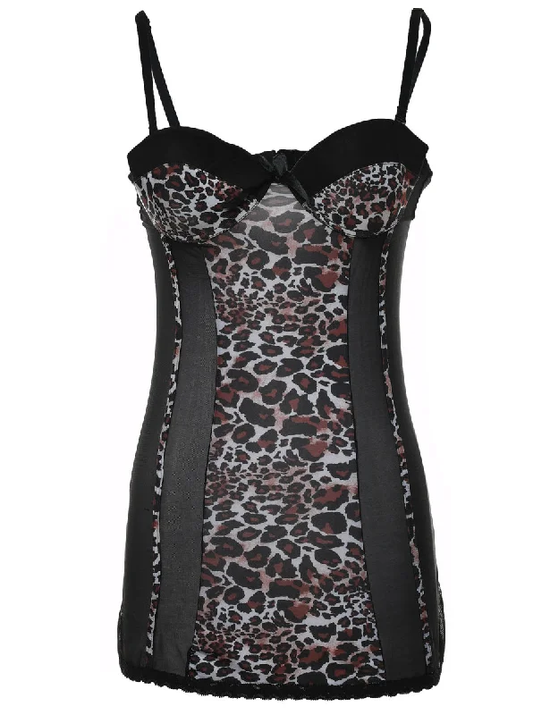 premium coatLeopard Print Boned Slip  - S