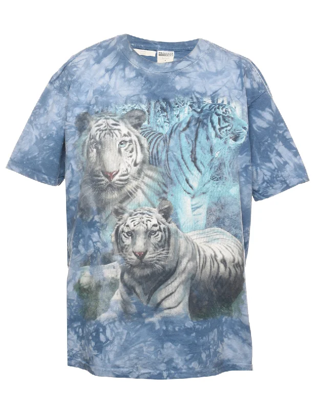 Seasonal Sale White Tiger Design The Mountain T-Shirt - L