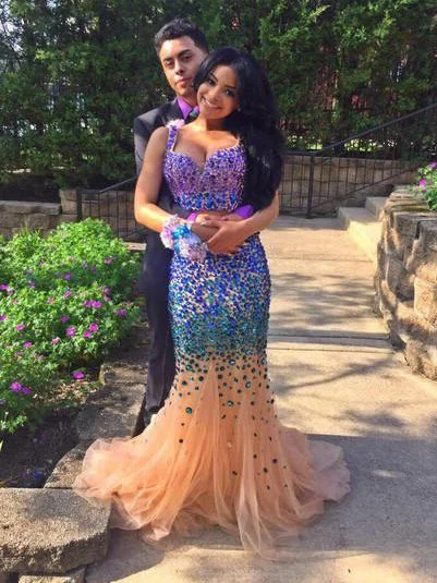 The Best Prices Two Piece Prom Dresses Mermaid Straps Sweep Train Tulle Long Prom Dress JKS297 The Best Prices Two Piece Prom Dresses Mermaid Straps Sweep Train Tulle Long Prom Dress JKS297