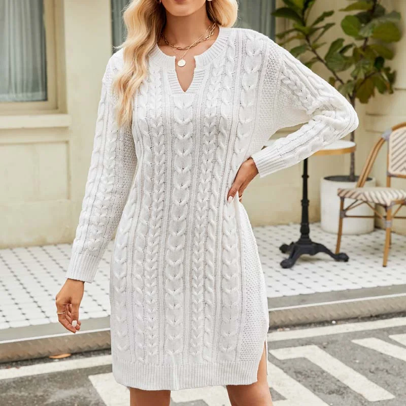 chic slip dressCasual Cable Knit Dress