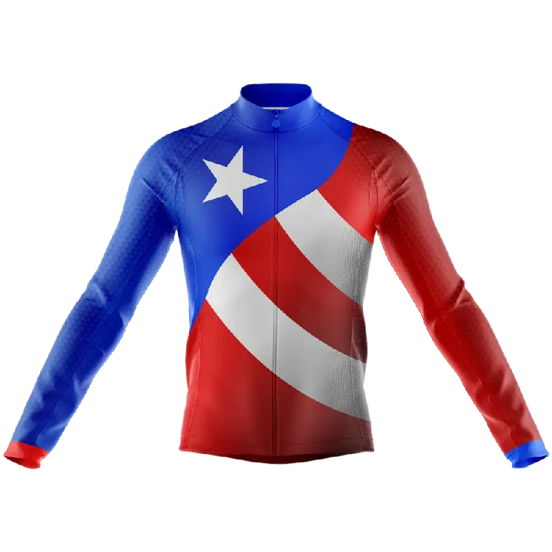 trendy sports sweatshirtPuerto Rico V1 Long Sleeve Cycling Jersey