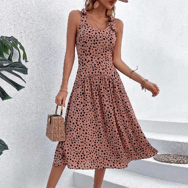 casual shift dressEsther Dot Print Midi Dress