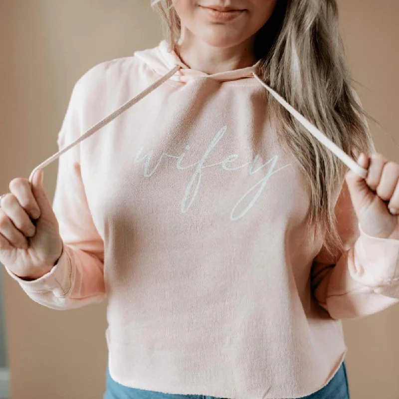 Instant Discount eco-friendly fitness hoodieWifey (cursive) Cropped Sweatshirt