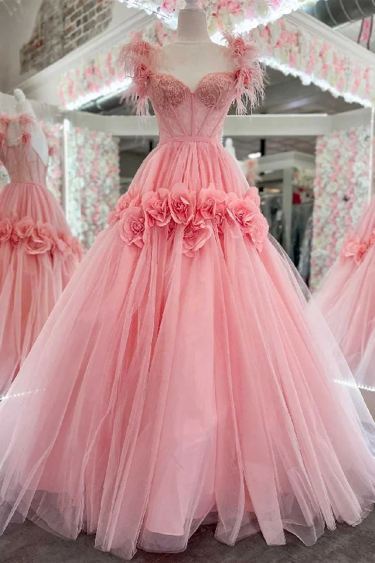 Price Drop flowy evening dressPink Feather Lace Sweetheart A-Line Prom Dress with 3D Floral Lace Price Drop flowy evening dressPink Feather Lace Sweetheart A-Line Prom Dress with 3D Floral Lace