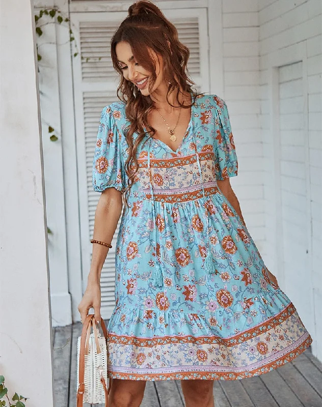 velvet dressBonnie Floral Puff Sleeve Summer Midi Dress