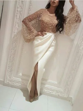 Clearance Event Long Sleeve Prom Dresses with Slit Scoop Sheath Beading Prom Dress Sexy Evening Dress JKL1318 Clearance Event Long Sleeve Prom Dresses with Slit Scoop Sheath Beading Prom Dress Sexy Evening Dress JKL1318