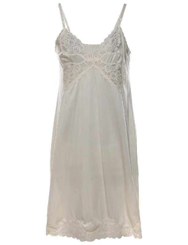 stylish lightweight coatOff-White Lace Trim Slip Dress - M