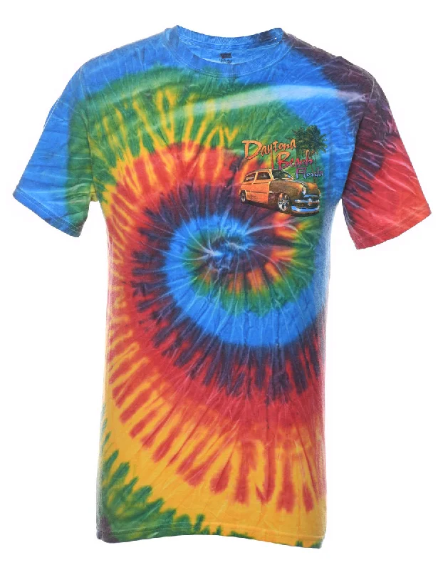 Major Savings Tie Dye Multi-Colour Daytona Beach Printed T-shirt - S