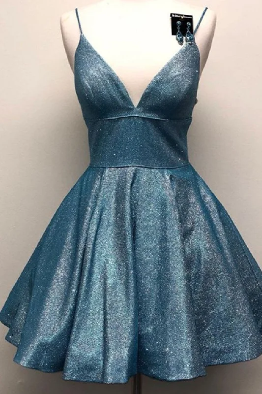 Discount Deals Spaghetti Straps V Neck Mini Prom Homecoming Dress Aqua Silver Cocktail Dress ANN6308 Discount Deals Spaghetti Straps V Neck Mini Prom Homecoming Dress Aqua Silver Cocktail Dress ANN6308