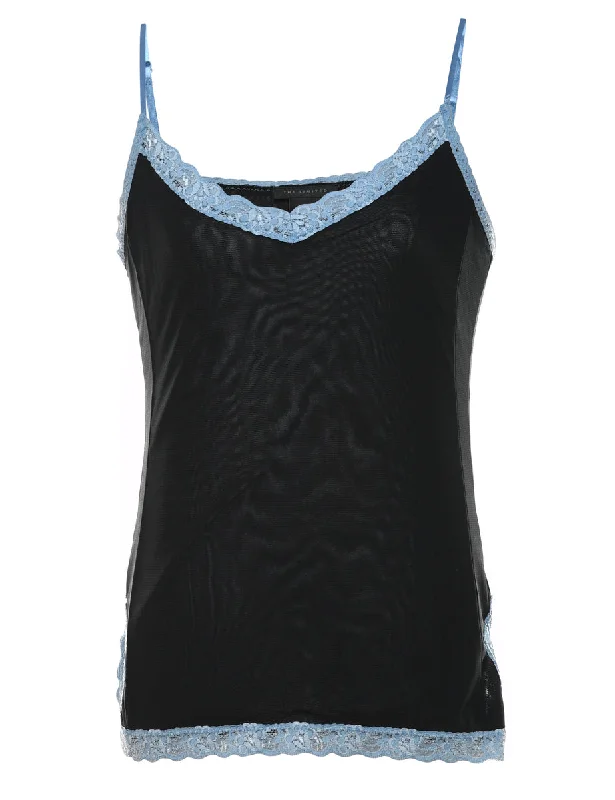 trendy puffer coatBlack & Blue Lace Trim Camisole - S