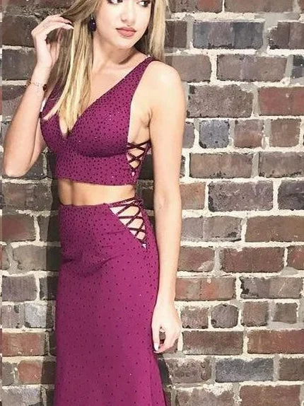 Overstock Two Piece Prom Dresses Deep Vneck Sheath Lace Prom Dress Long Evening Dress JKL1371 Overstock Two Piece Prom Dresses Deep Vneck Sheath Lace Prom Dress Long Evening Dress JKL1371