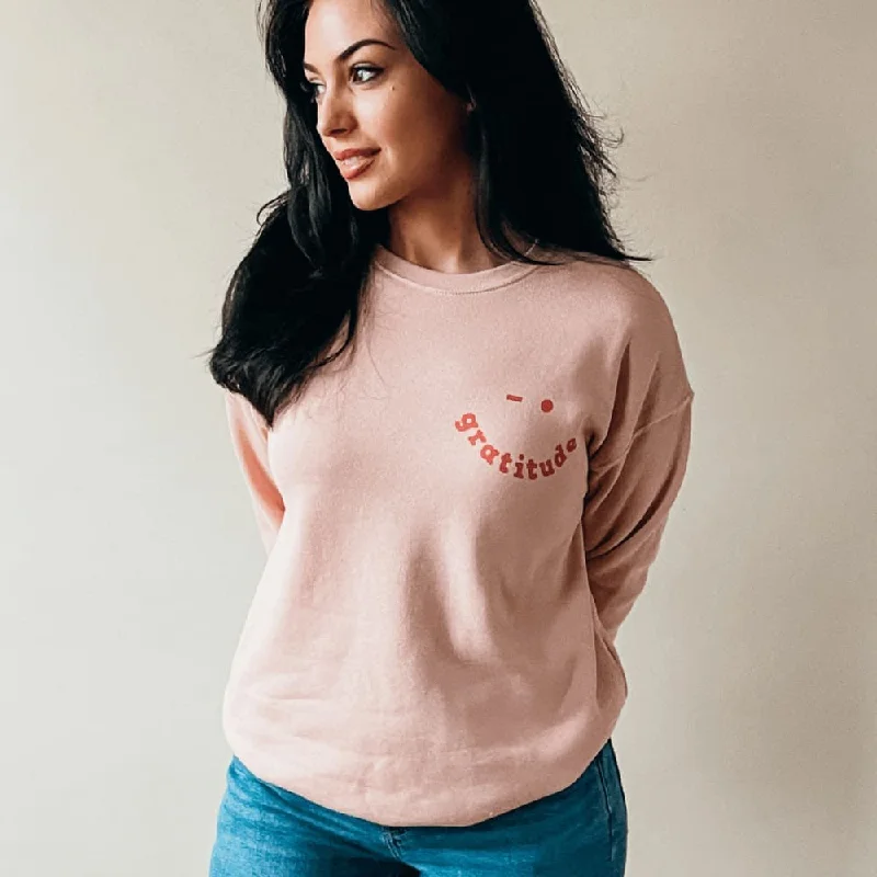 Deal Frenzy luxe gym hoodieGratitude Smiley Sweatshirt