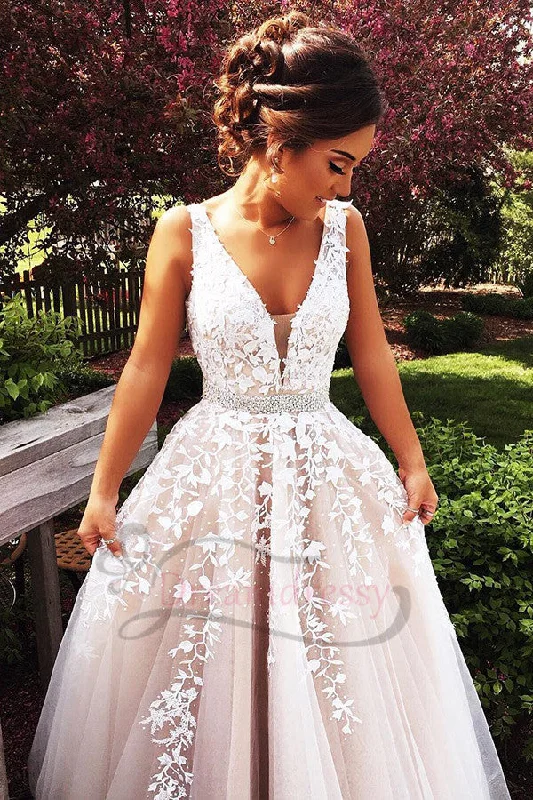 textured dressElegant Ivory Long Prom Dress with Lace Appliques