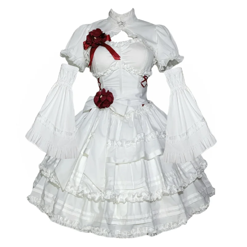 White jsk + small bolero + drawstring sleeves