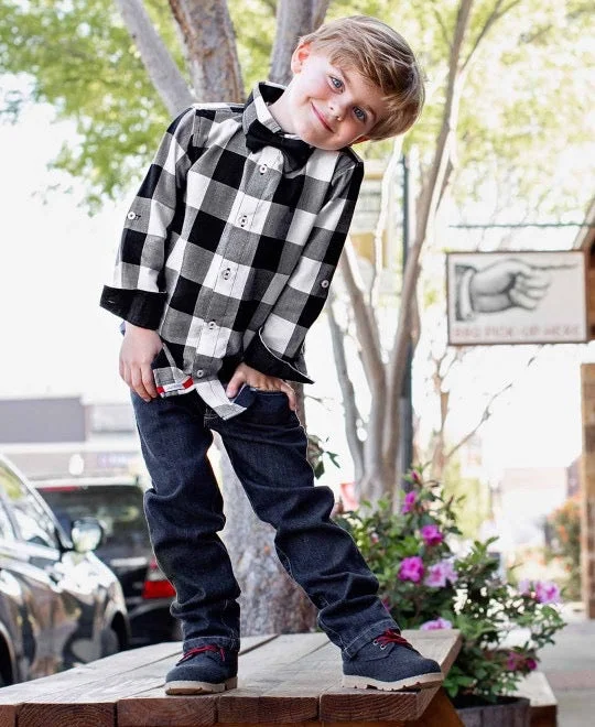 flowy evening dressBlack and White Plaid Button Down