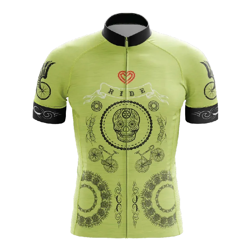 premium athletic sweatshirtSkull & Gears Green Short Sleeve Cycling Jersey