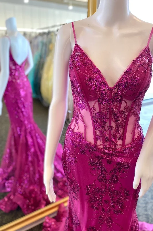 Super Bargain modern dressFuchsia Mermaid Sequined Embroidery Tulle Long Prom Dress Super Bargain modern dressFuchsia Mermaid Sequined Embroidery Tulle Long Prom Dress