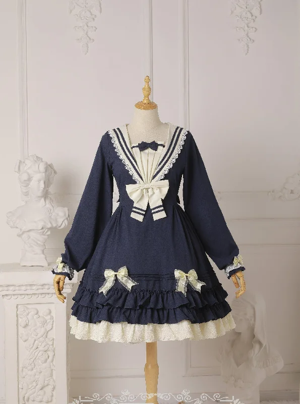 wrap-around dressStrawberry Witch~Long Sleeve Sailor Style Lolita OP