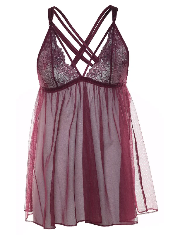 contemporary trench coatPlum Lace Criss-Cross Back Babydoll - S