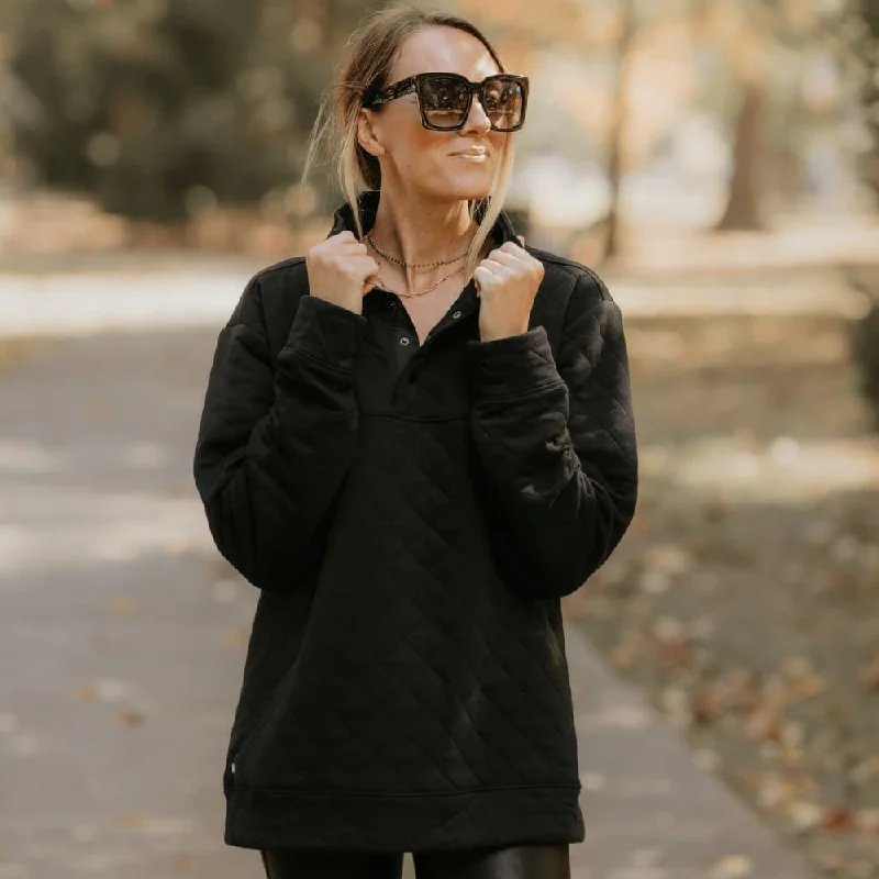 Unmissable Offer trendy sports sweatshirtQuilted Snap Pullover - Black