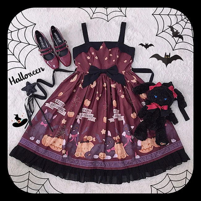 one-shoulder dress(Buyforme)Cheese Cocoa~Vampire Cat Normal Waist Lolita Halloween JSK