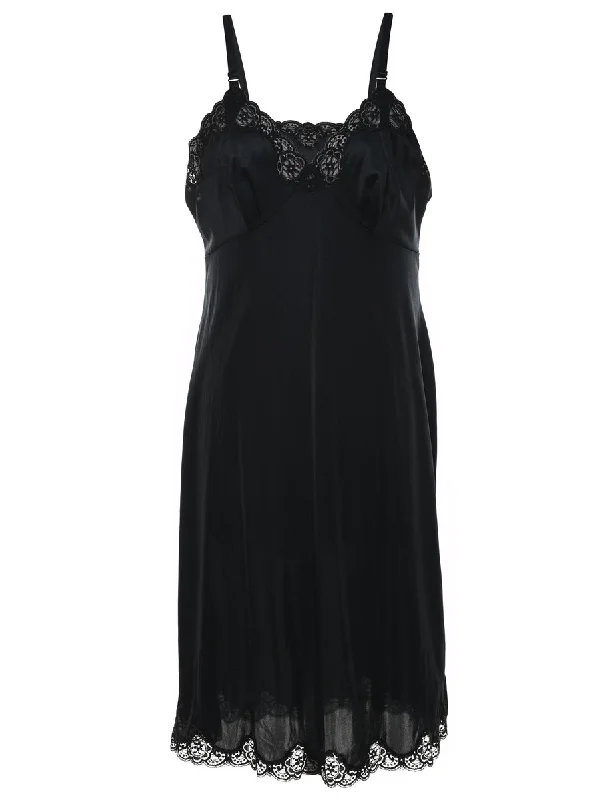 zip-up jacketBlack Lace Trim Slip Dress - S