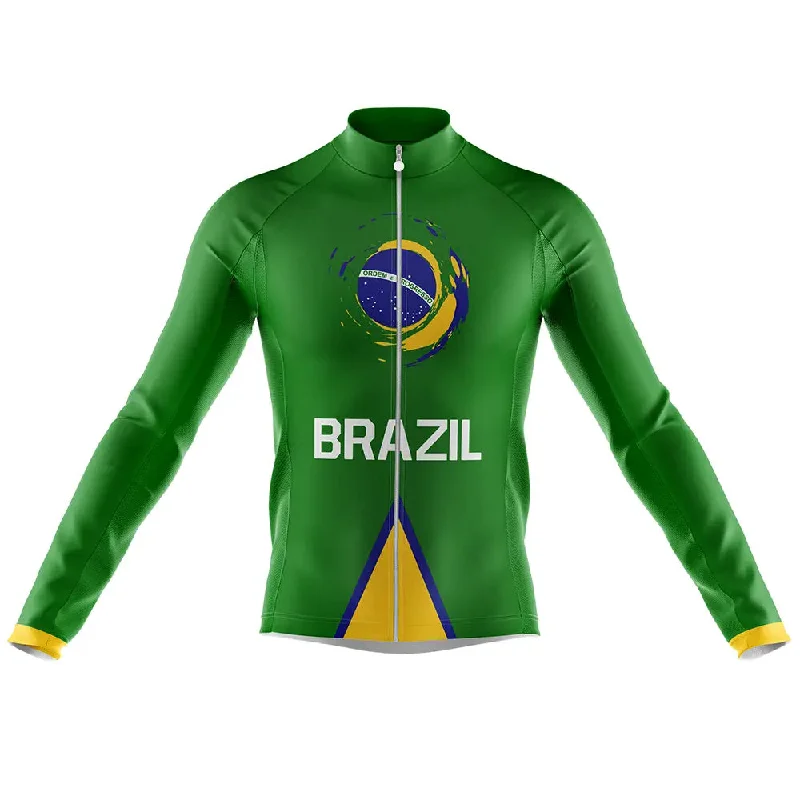 Warehouse Sale warm athletic hoodieTeam Brazil V1 Long Sleeve Cycling Jersey