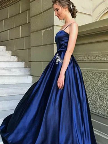 Huge Savings Navy Blue Prom Dresses A-line Spaghetti Straps Floor-length Long Simple Prom Dress JKL1290 Huge Savings Navy Blue Prom Dresses A-line Spaghetti Straps Floor-length Long Simple Prom Dress JKL1290
