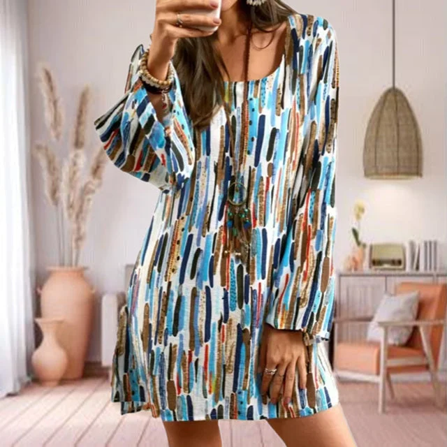 statement dressColorful Print Casual Dress