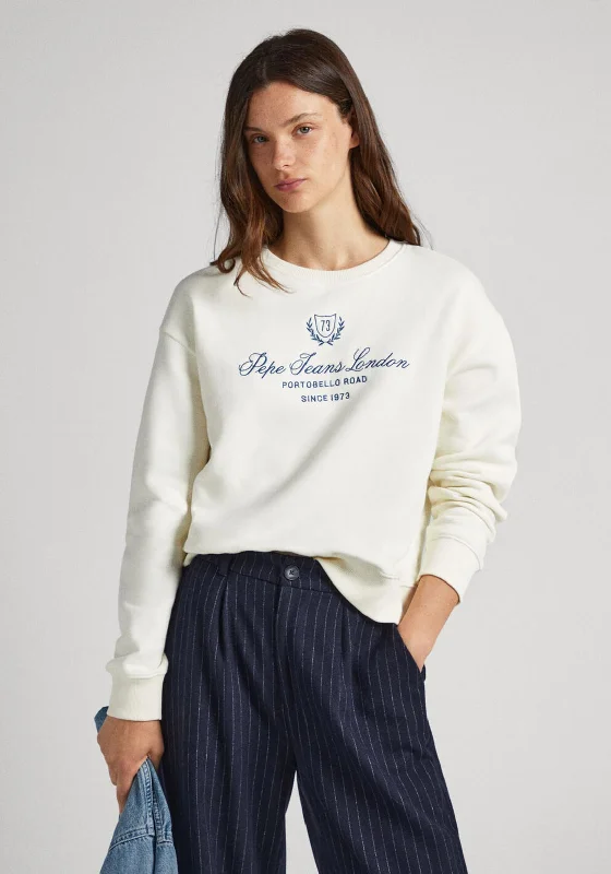 relaxed fit hoodierelaxed fit hoodiePepe Jeans Vilma Vintage Logo Print Sweatshirt, Mousse White