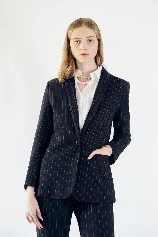 Limited Time Discount Black Pinstripes Oversize Blazer