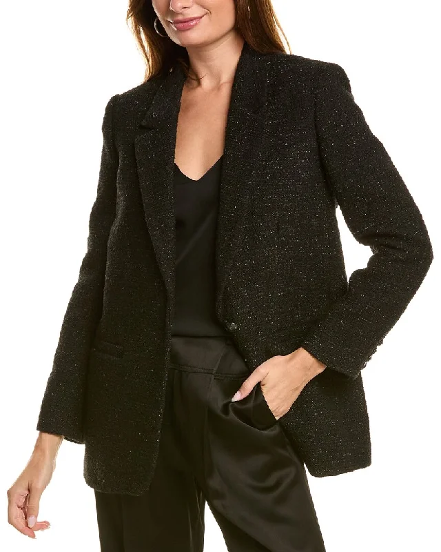 casual utility jacketThe Kooples Tweed Wool-Blend Blazer