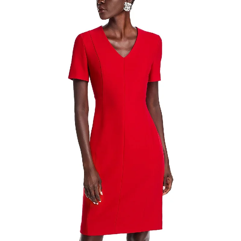Markdowns chic slip dressDamasia Womens Pleated Solid Wear To Work Dress