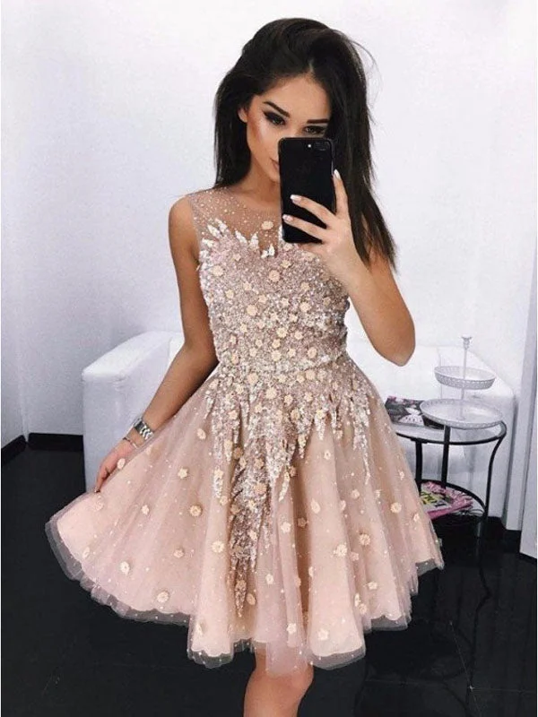 Steals and Deals Blush Chic Appliques Tulle A-Line Vintage Homecoming Dress Short Prom Dress AN12302 Steals and Deals Blush Chic Appliques Tulle A-Line Vintage Homecoming Dress Short Prom Dress AN12302
