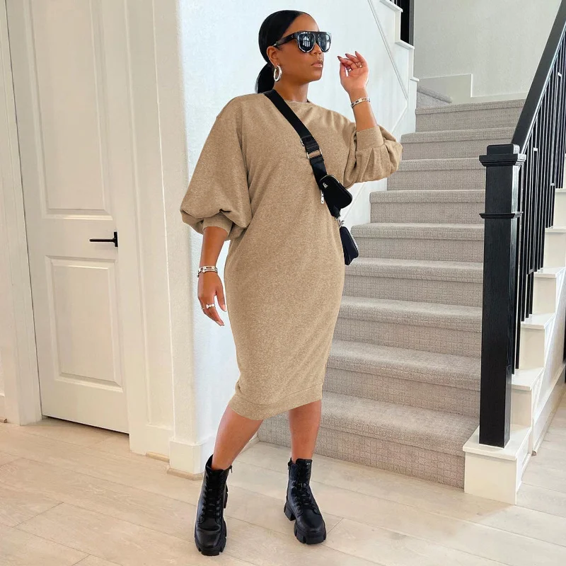 The Best Prices sleek midi dressAutumn And Winter New Fashion Casual Solid Color Loose Dress The Best Prices sleek midi dressAutumn And Winter New Fashion Casual Solid Color Loose Dress