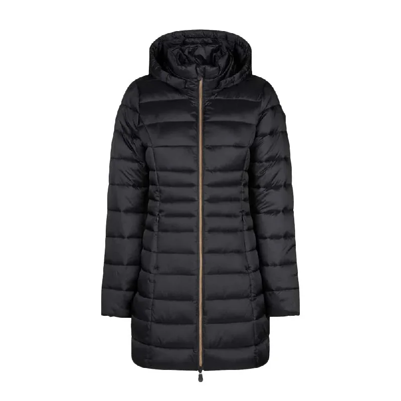 Price Reduction Save the Duck Women's Reese 3/4 Hooded Puffer Coat, Black, 1