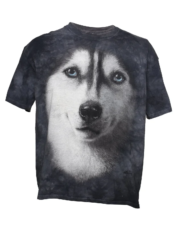 Doorbuster Deal Tie Dye Wolf Design T-Shirt  - L