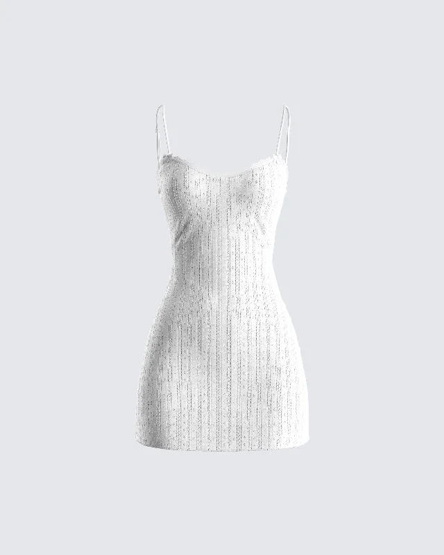 vintage-inspired dressMazi White Pointelle Mini Dress