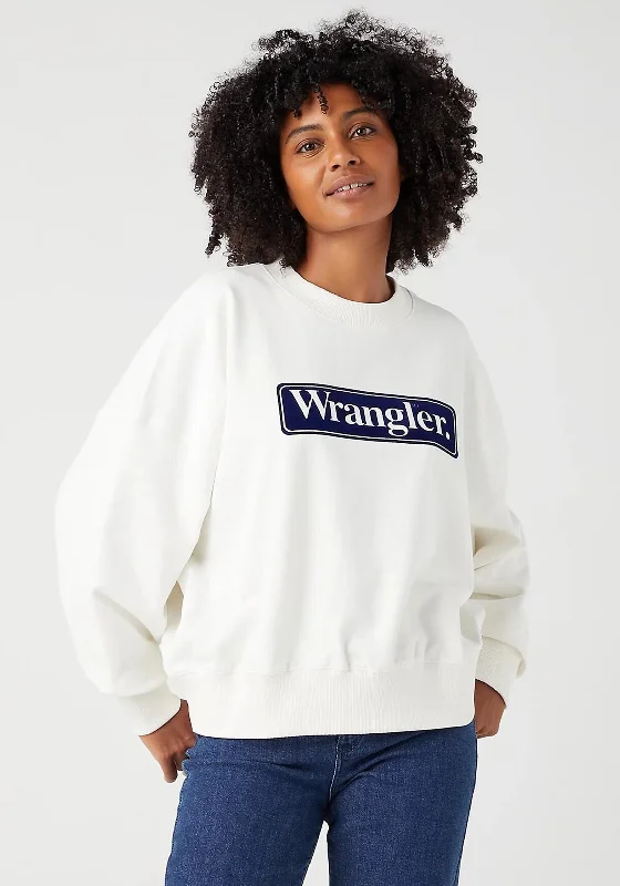 Price Reduction classic pullover hoodieWrangler Relaxed Retro Logo Sweatshirt, Worn White