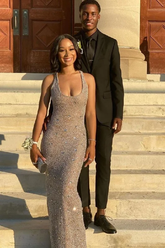 Price Cut Glitter Sequin Sleeveless Slim Prom Formal Dress