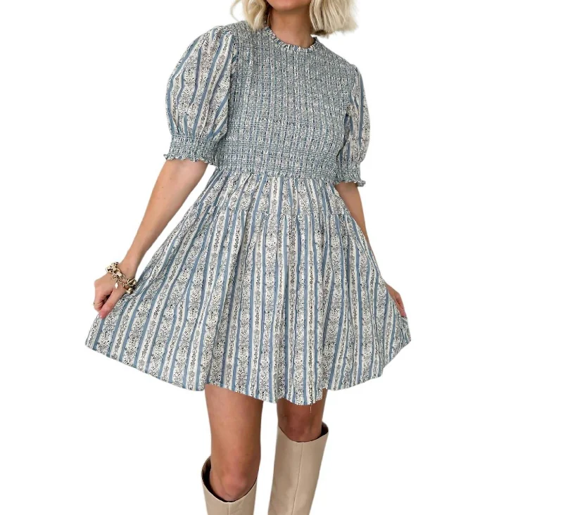 Deal Dash ashionable dressShe's All That Stripe Mini Dress In Blue Floral