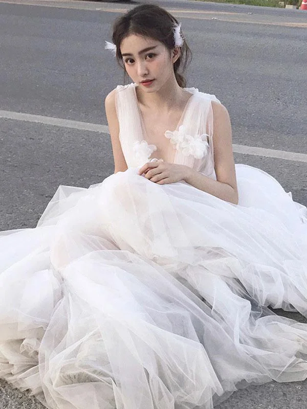 One-DAY Sale Fairy Prom Dresses A-line Deep V Long Tulle Prom Dress Sexy Evening Dress JKL1382 One-DAY Sale Fairy Prom Dresses A-line Deep V Long Tulle Prom Dress Sexy Evening Dress JKL1382