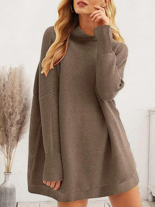 lace-up dressRound Neck Long Sleeve Sweater Dress