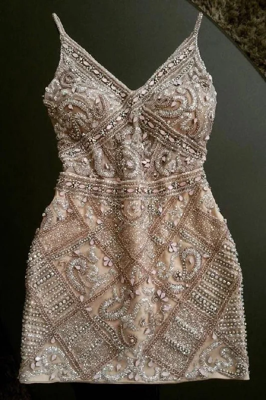 Weekend Flash Sale Sheath Spaghetti Straps Beading Homecoming Dresses,Short V Neck Cocktail Dress ANN1935 Weekend Flash Sale Sheath Spaghetti Straps Beading Homecoming Dresses,Short V Neck Cocktail Dress ANN1935