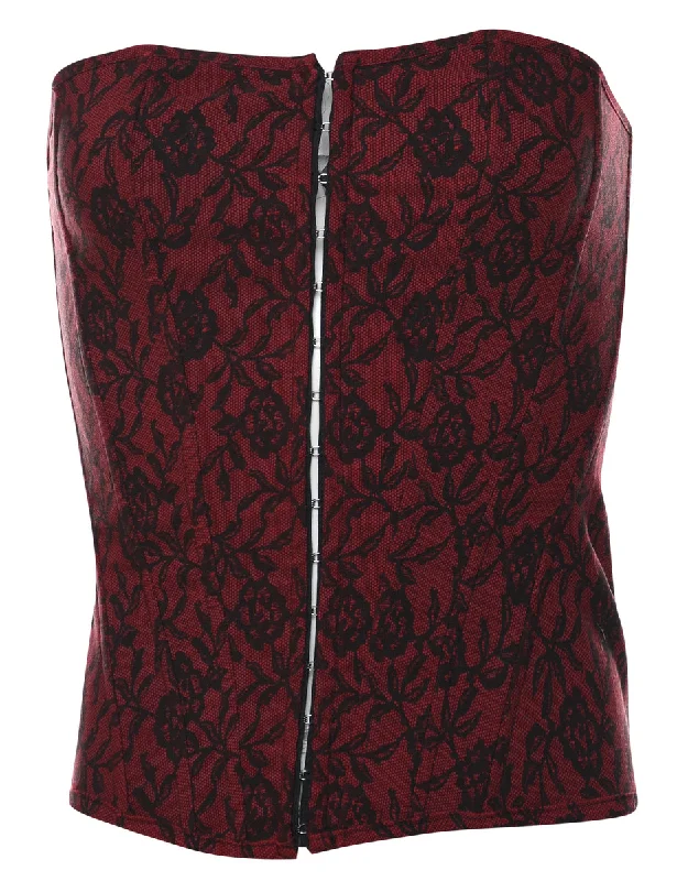 Bargain Prices Red & Black Classic Lace 1990s Corset - S