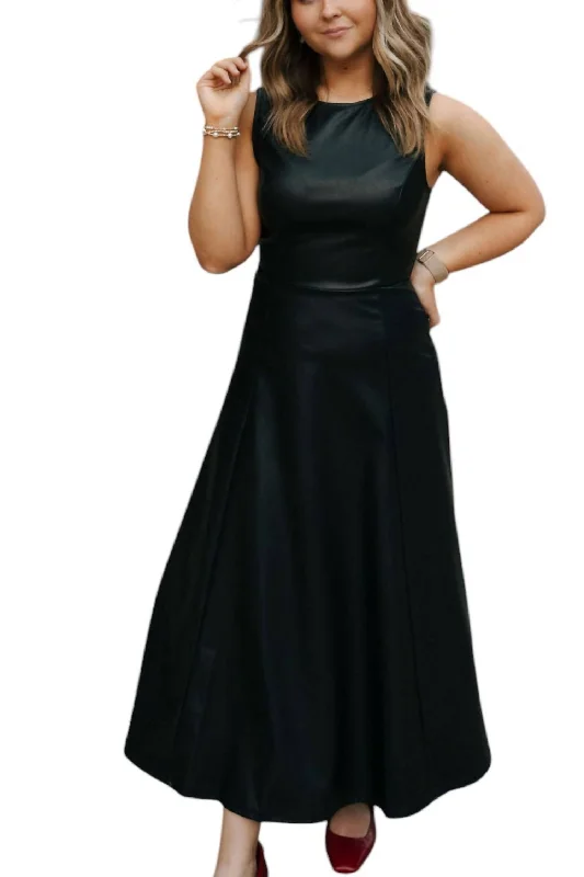 Today Only off-the-shoulder dressSleeveless Faux Leather Maxi Dress In Black