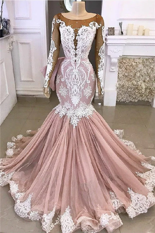 YEAR-End Sale Lace Mermaid Appliques Formal Gowns Exquisite Evening Dresses