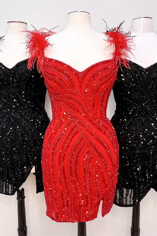 Must-Have Deals chic slip dressHot Pink V Neck Feathers Sequins Sheath Homecoming Dress Must-Have Deals chic slip dressHot Pink V Neck Feathers Sequins Sheath Homecoming Dress