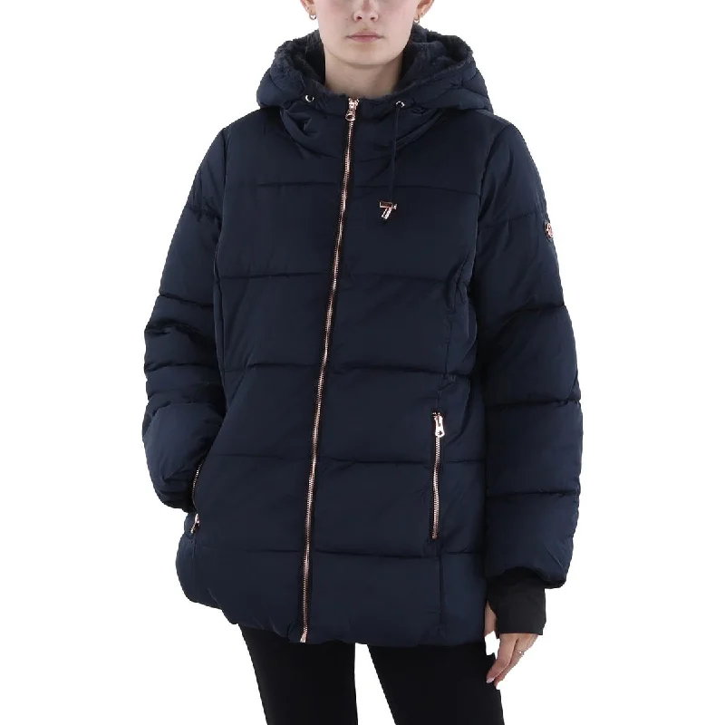 graphic coatWomens Insulated Faux Fur Lined Puffer Jacket